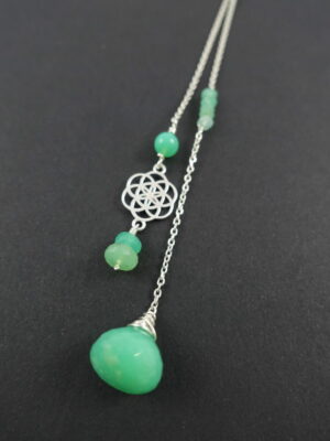 sautoir collier cravate argent chrysoprase