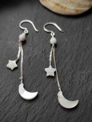 boucle d'oreilles lune étoilée