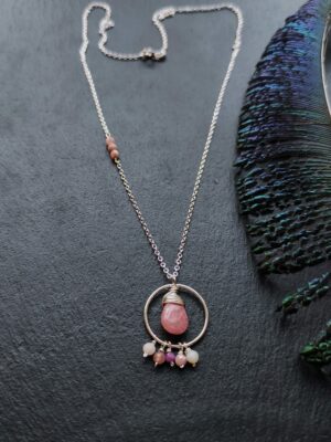 collier anneau rhodochrosite