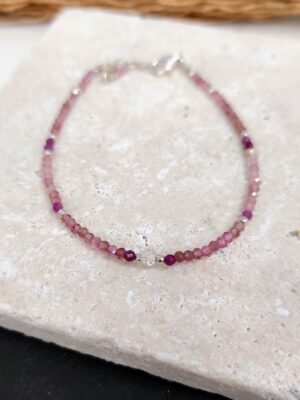 bracelet tourmaline rose fin