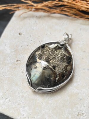 pendentif argent ammonite pyritée