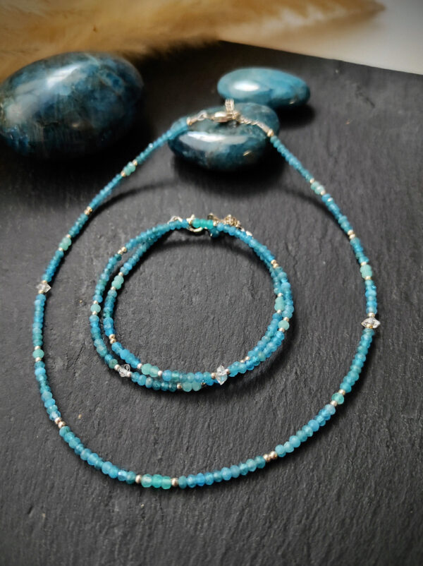 collier bracelet double apatite bleue