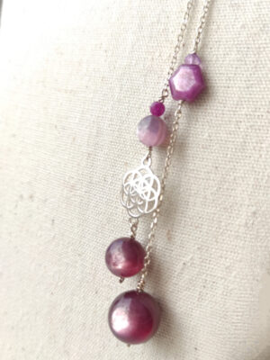 Collier cravate lépidolite